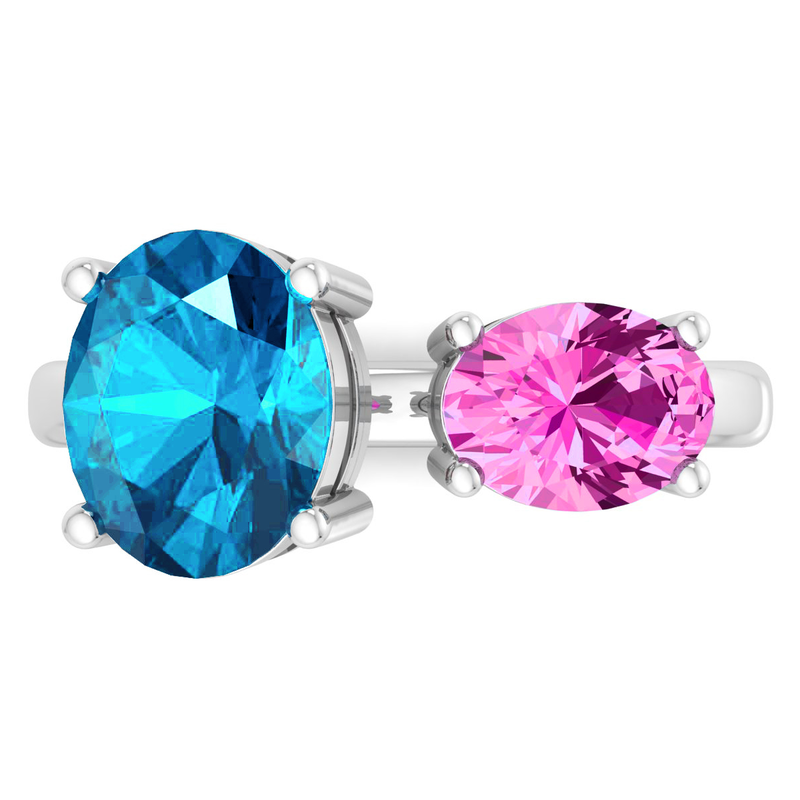 Martha Stewart 3 3/4ctw. Blue Topaz & Pink Sapphire Two Stone Ring In Sterling Silver image number null